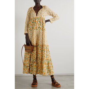 Yvonne S Hippy tiered floral-print cotton-voile maxi dress